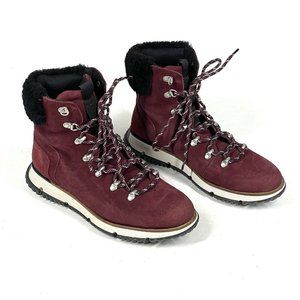 Cole Haan Boots Women 6 Zerogrand Waterproof Hiker Tawny Port W20883 Red Lace Up